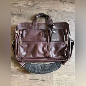 Vintage TUMI Leather Briefcase Laptop Shoulder Bag Brown